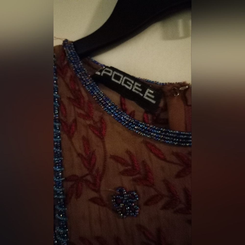 Embellished Patchwork Crop Top in Brown - Picture 4 of 5